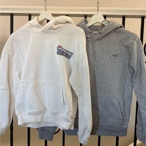 Hollister White and Gray Hoodies